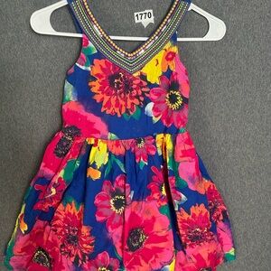 1989 Place Colorful Floral Sleeveless Dress in Blue and Hot Pink